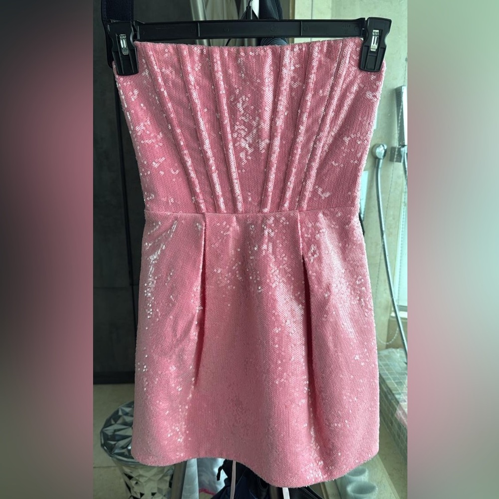 Maraya Sequin Corset Mini Dress in Pink - Picture 3 of 4